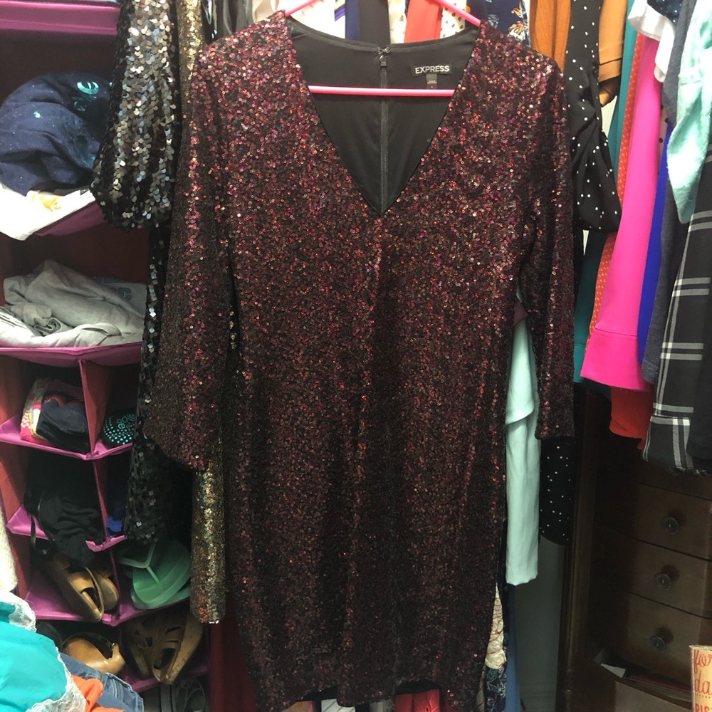 Red & black sequin cocktail dress